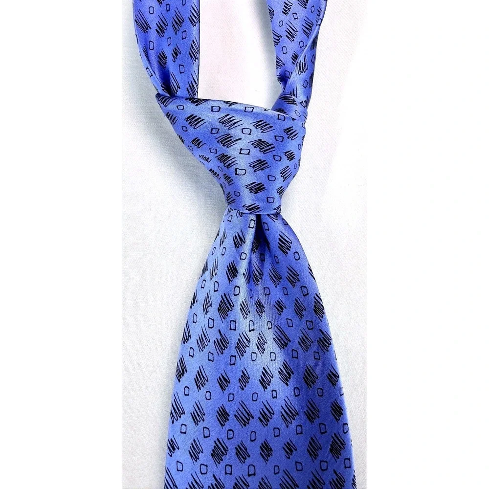 J Garcia Mens Silk Extra Long Necktie Blue Purple Ombre Abstract Geometric Poets